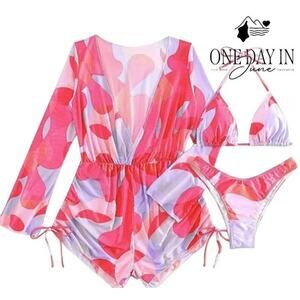 Dasd Adjustable Triangle 3 Piece Bikini Swimsuit Size M